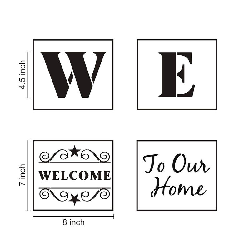 REOLAN Welcome Stencils for Painting on Wood - 11 Pack Large Vertical Welcome Sign Stencil Templates for Wood Signs, Reusable Letter Stencils for Home, Patio, Porch Signs & Front Door Decorations - Image 4
